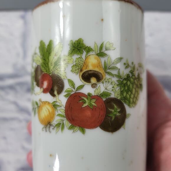 Vintage Inarco Japan Speckled Mushroom Vegetables Salt Pepper Stoneware Shakers - Picture 6 of 9